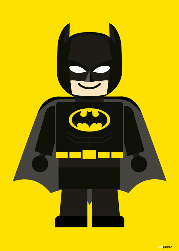 Plakat dla dzieci Batman zabawka na żółtym tle