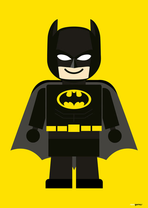 Plakat dla dzieci Batman zabawka na żółtym tle