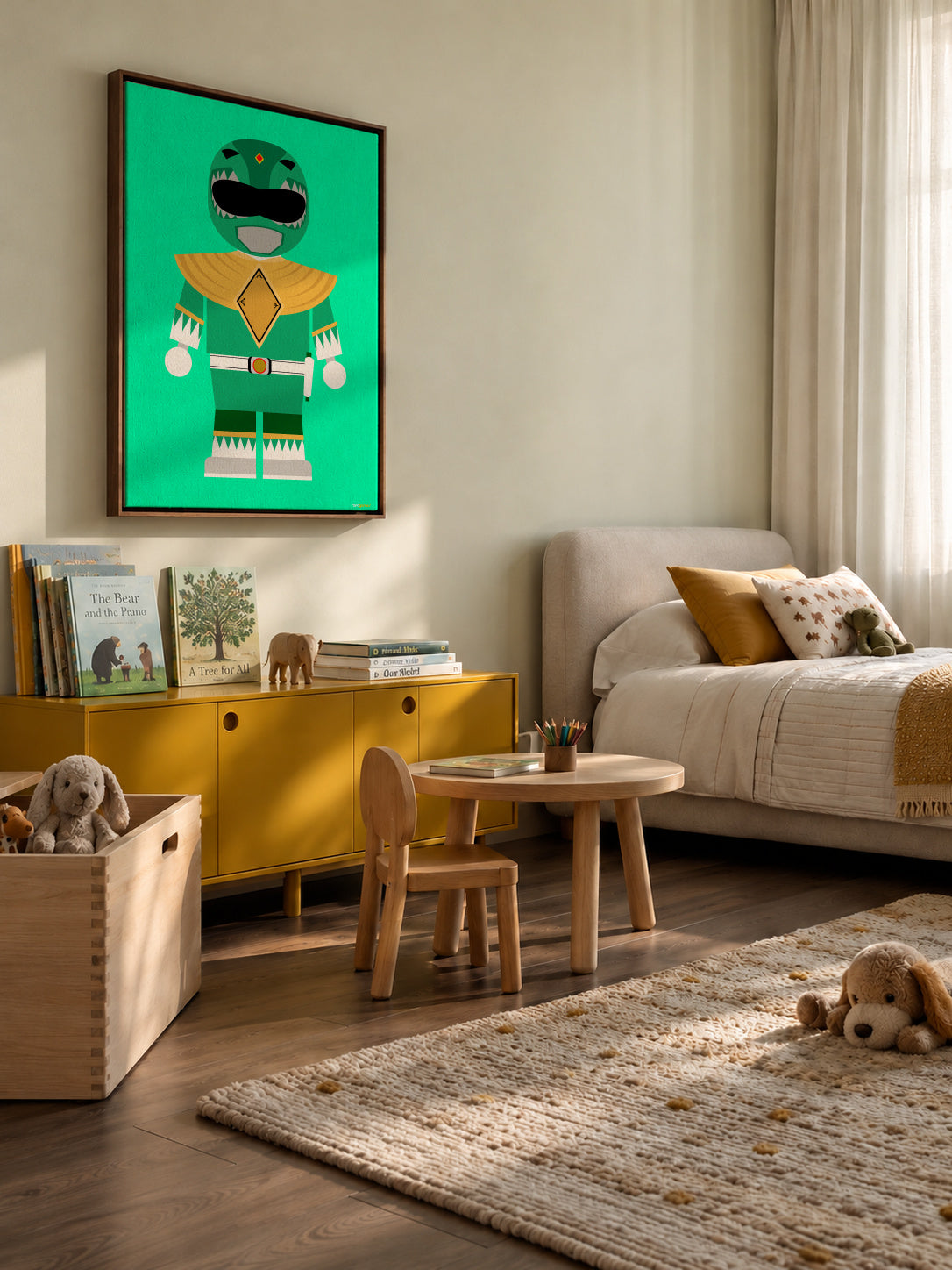 Toy Power Ranger Green - Framed canvas in an interior