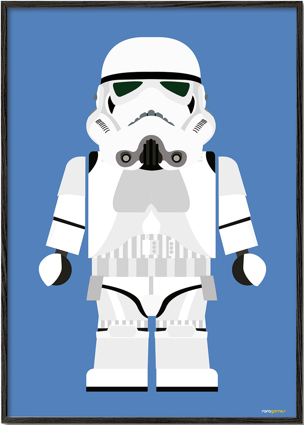 Plakat dziecięcy Stormtrooper zabawka na niebieskim tle