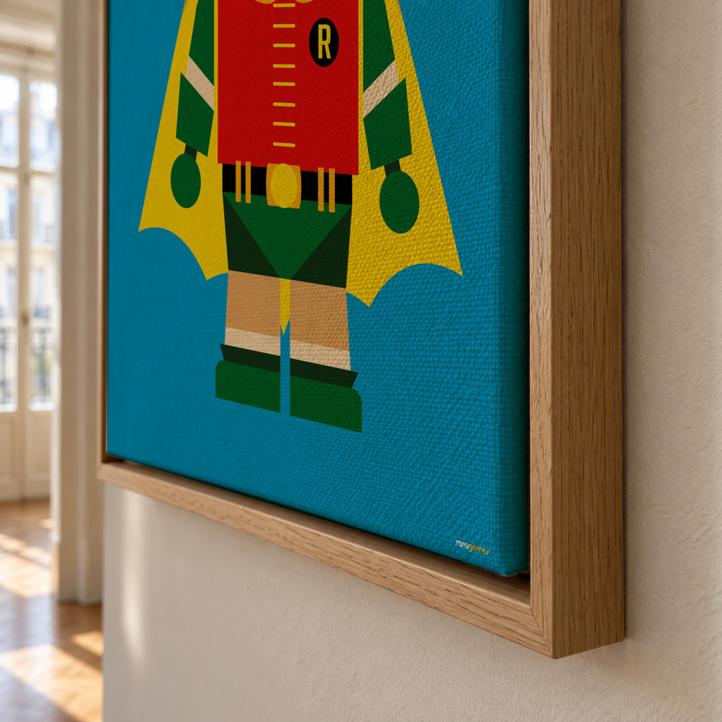 Toy Robin - Framed canvas detail