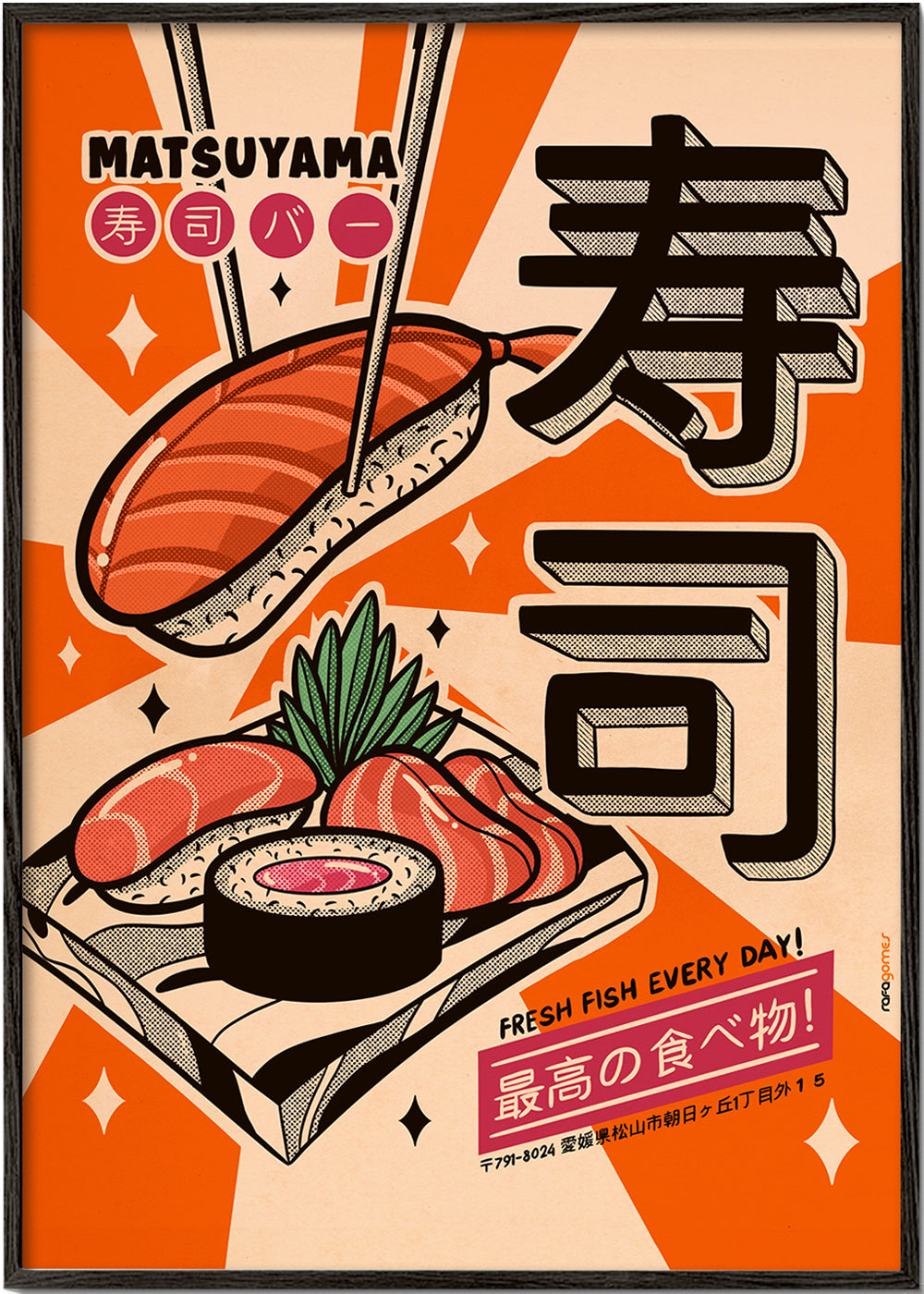 Sztuka do kuchni Plakat sushi retro