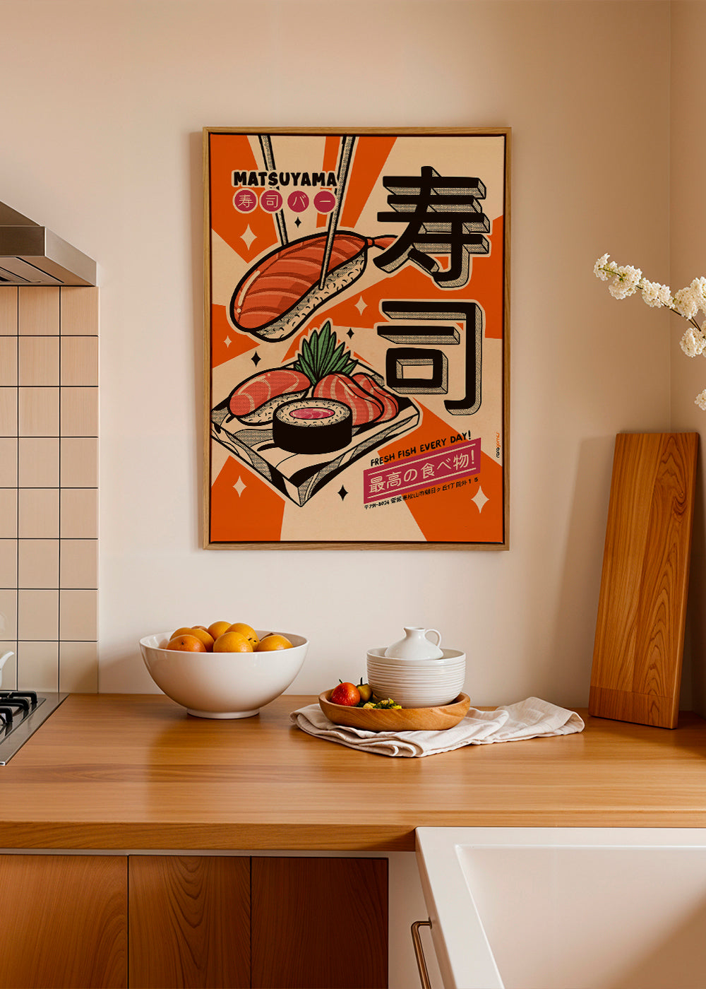 Sztuka do kuchni Plakat sushi retro