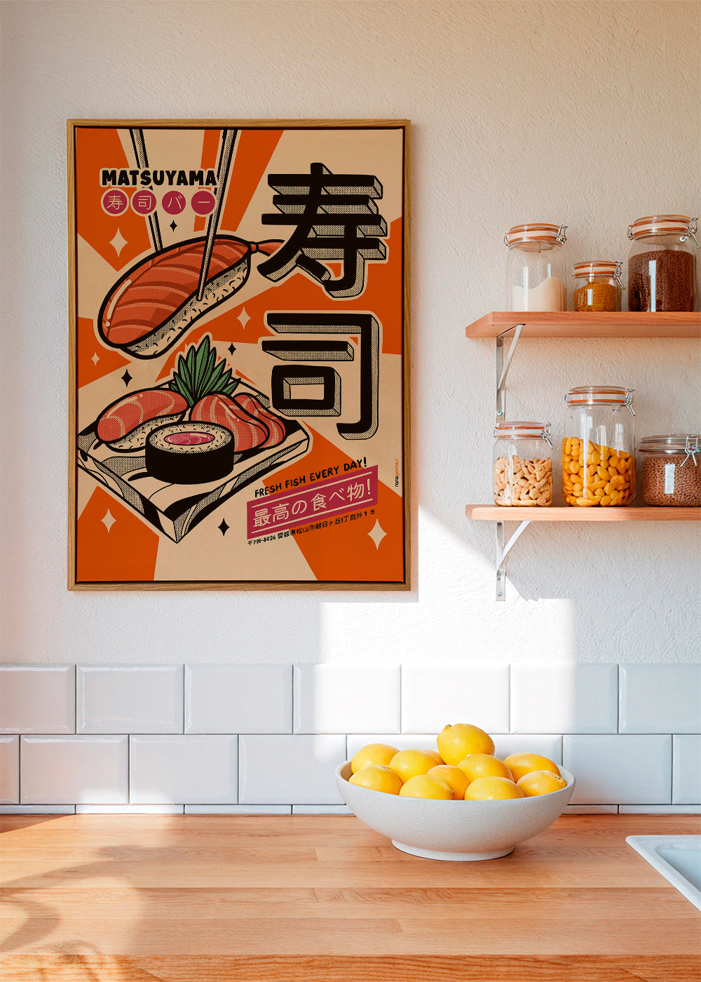Sztuka do kuchni Plakat sushi retro