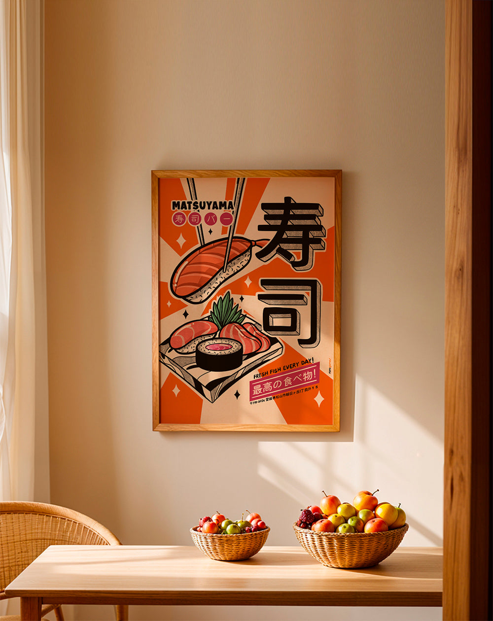 Sztuka do kuchni Plakat sushi retro
