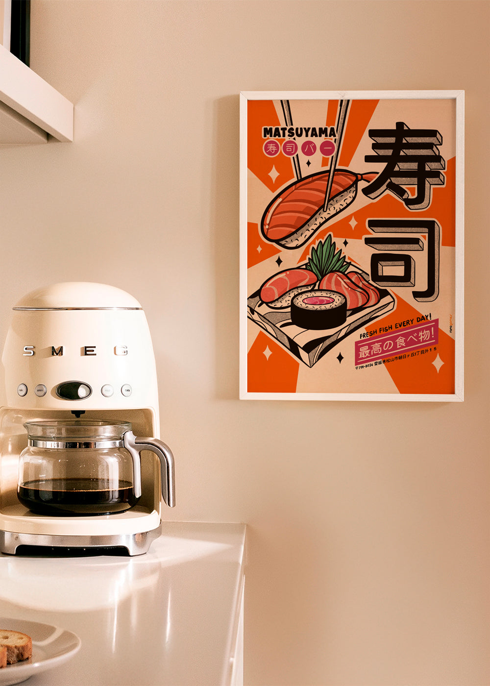 Sztuka do kuchni Plakat sushi retro