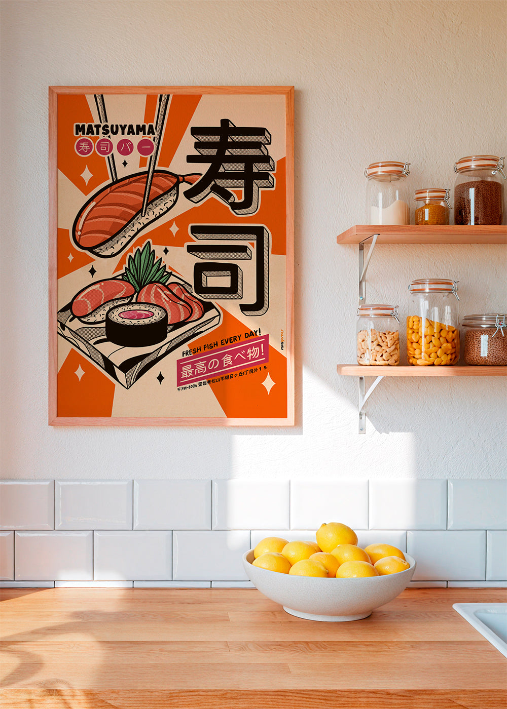 Sztuka do kuchni Plakat sushi retro