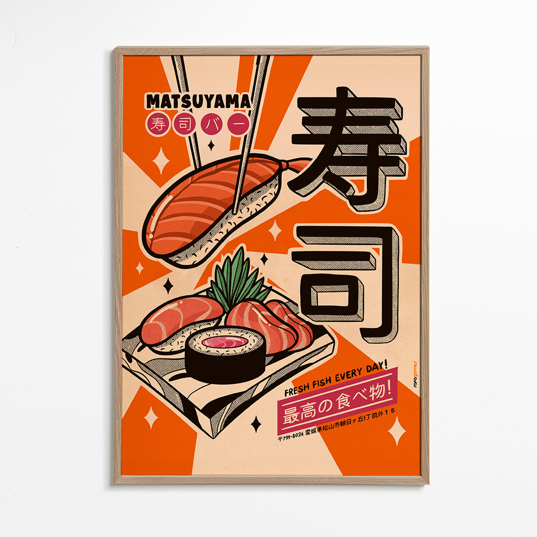 Sztuka do kuchni Plakat sushi retro