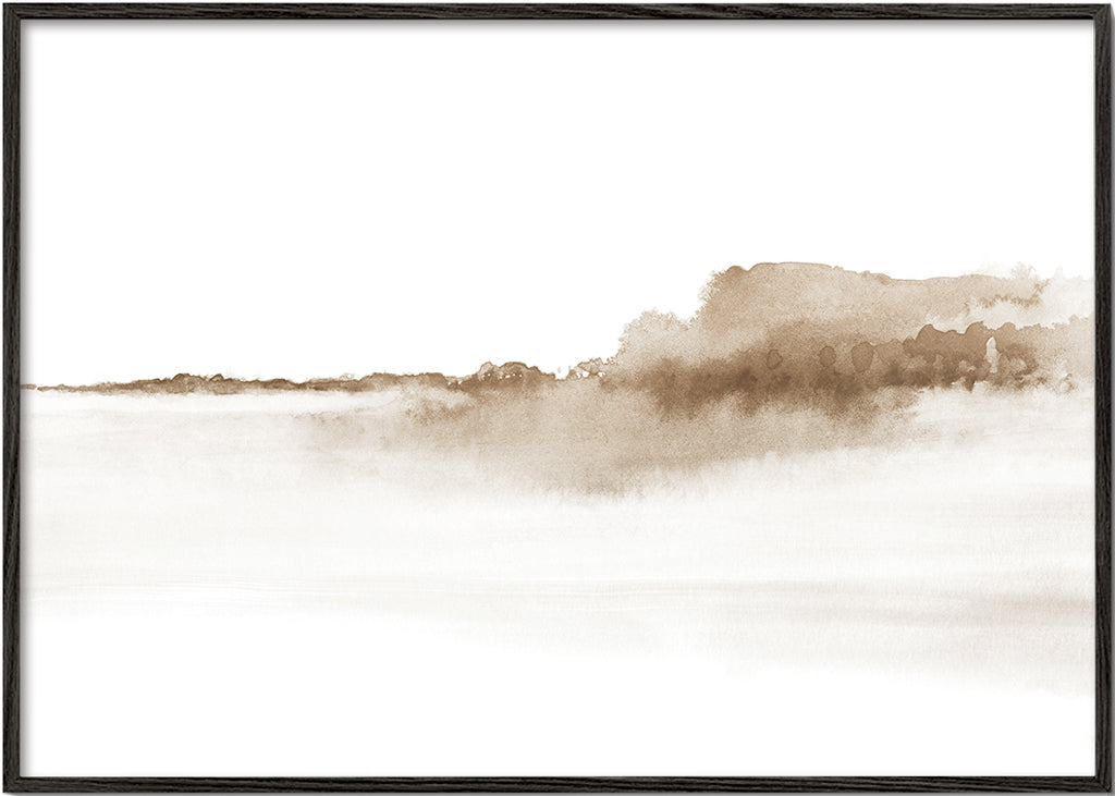 Krajobraz akwarela sepia minimalistyczny