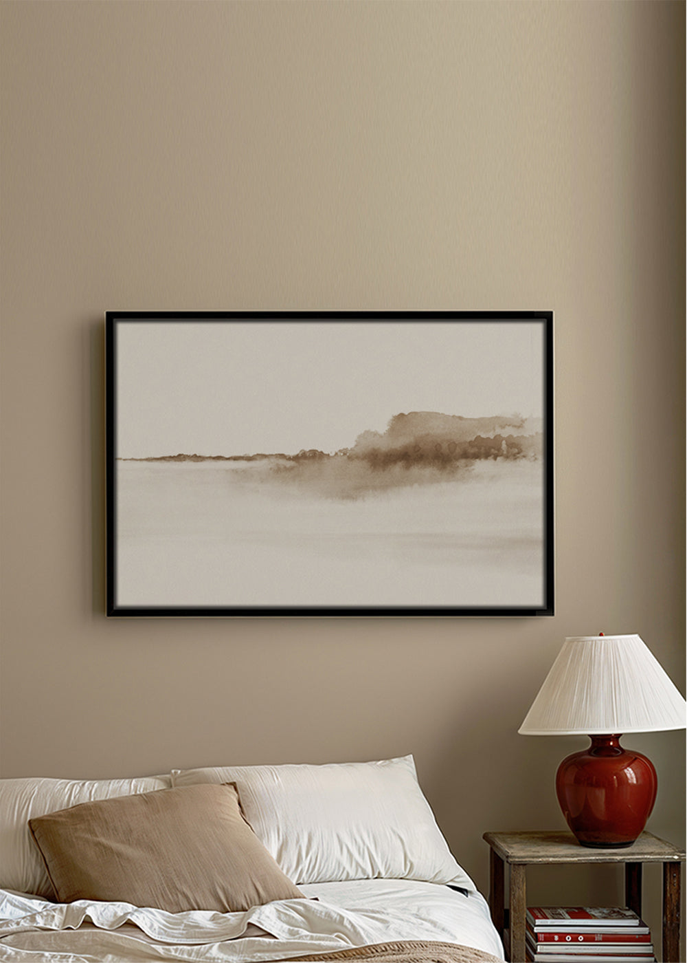 Krajobraz akwarela sepia minimalistyczny