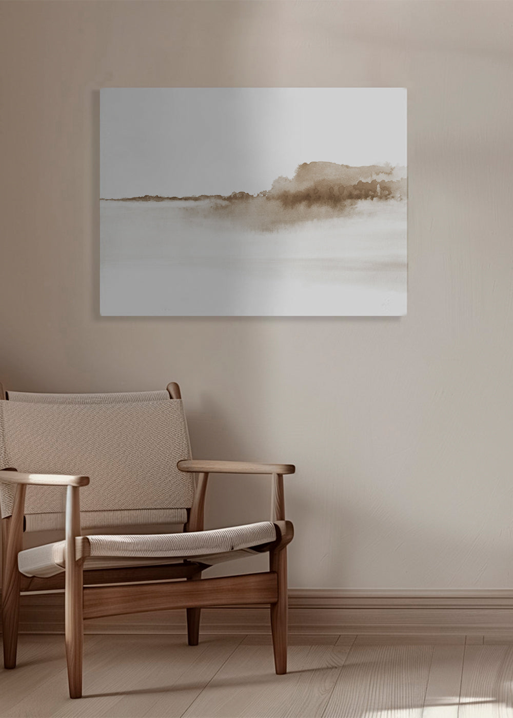 Krajobraz akwarela sepia minimalistyczny