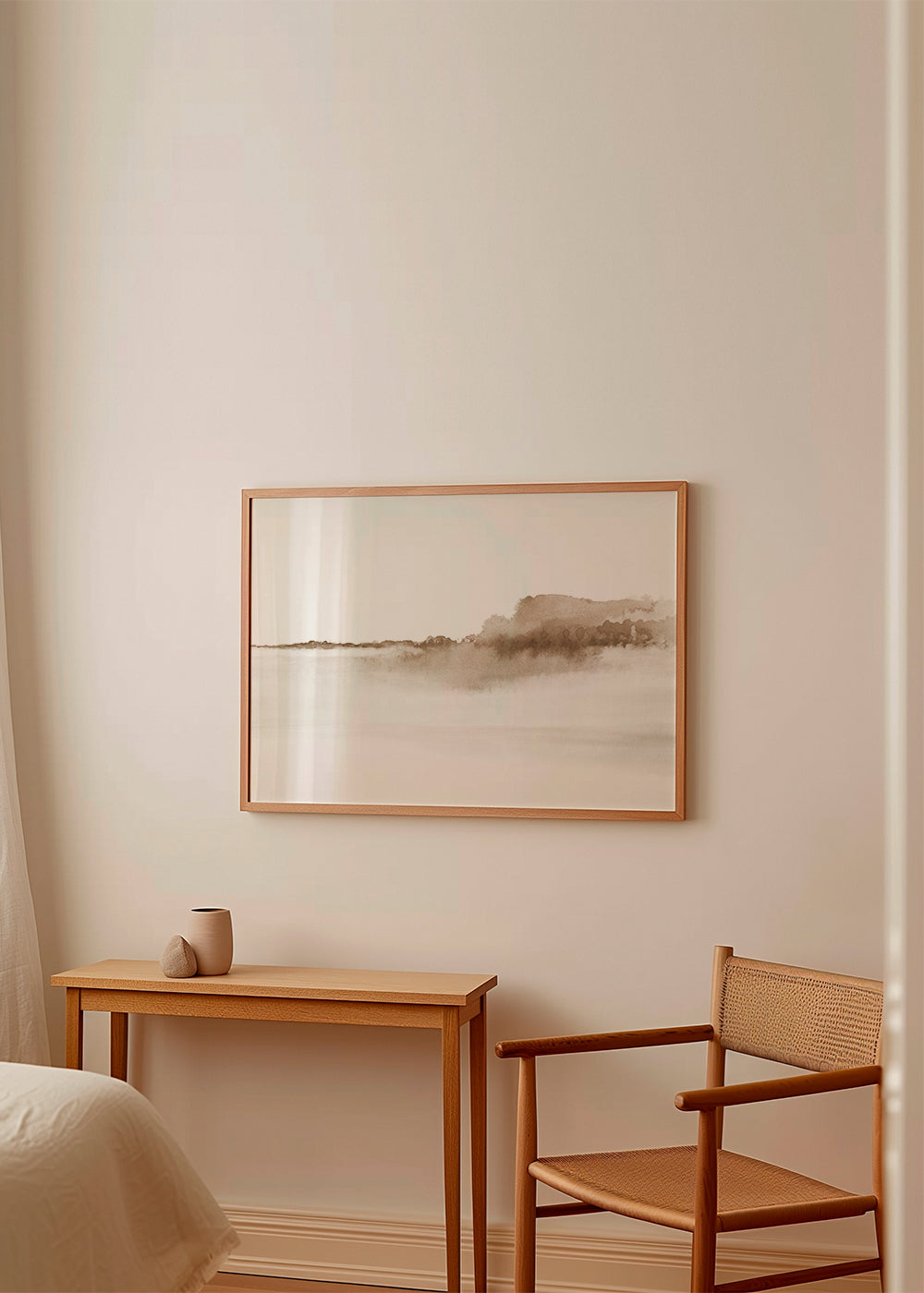 Krajobraz akwarela sepia minimalistyczny