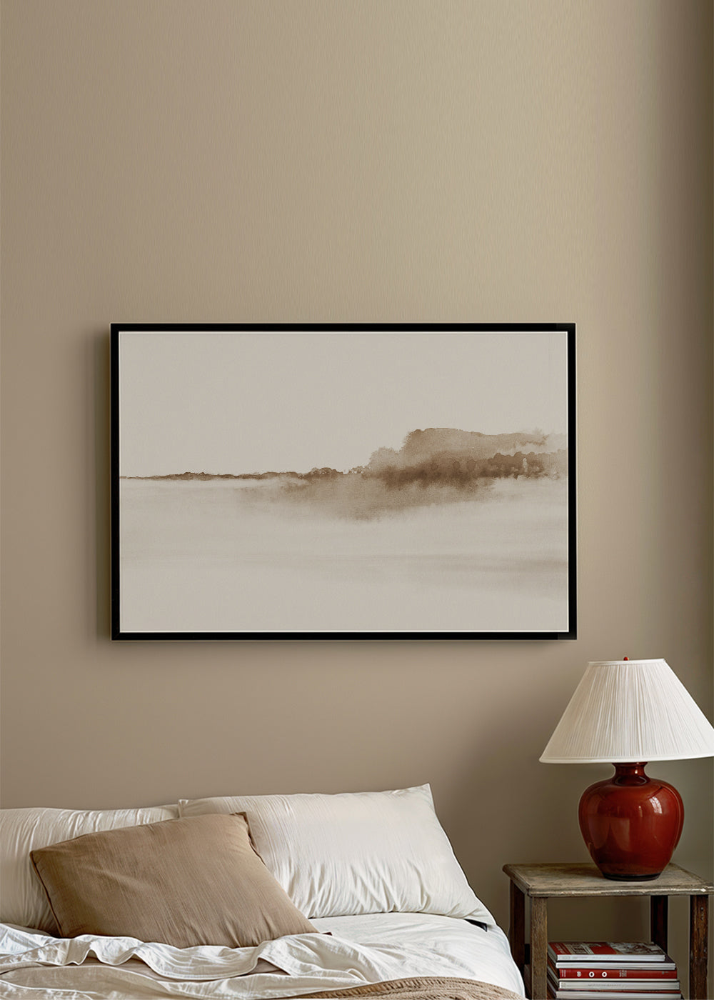 Krajobraz akwarela sepia minimalistyczny