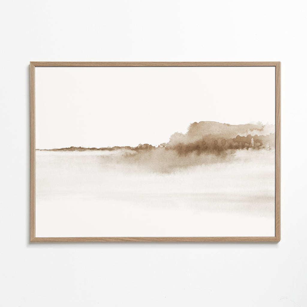 Krajobraz akwarela sepia minimalistyczny