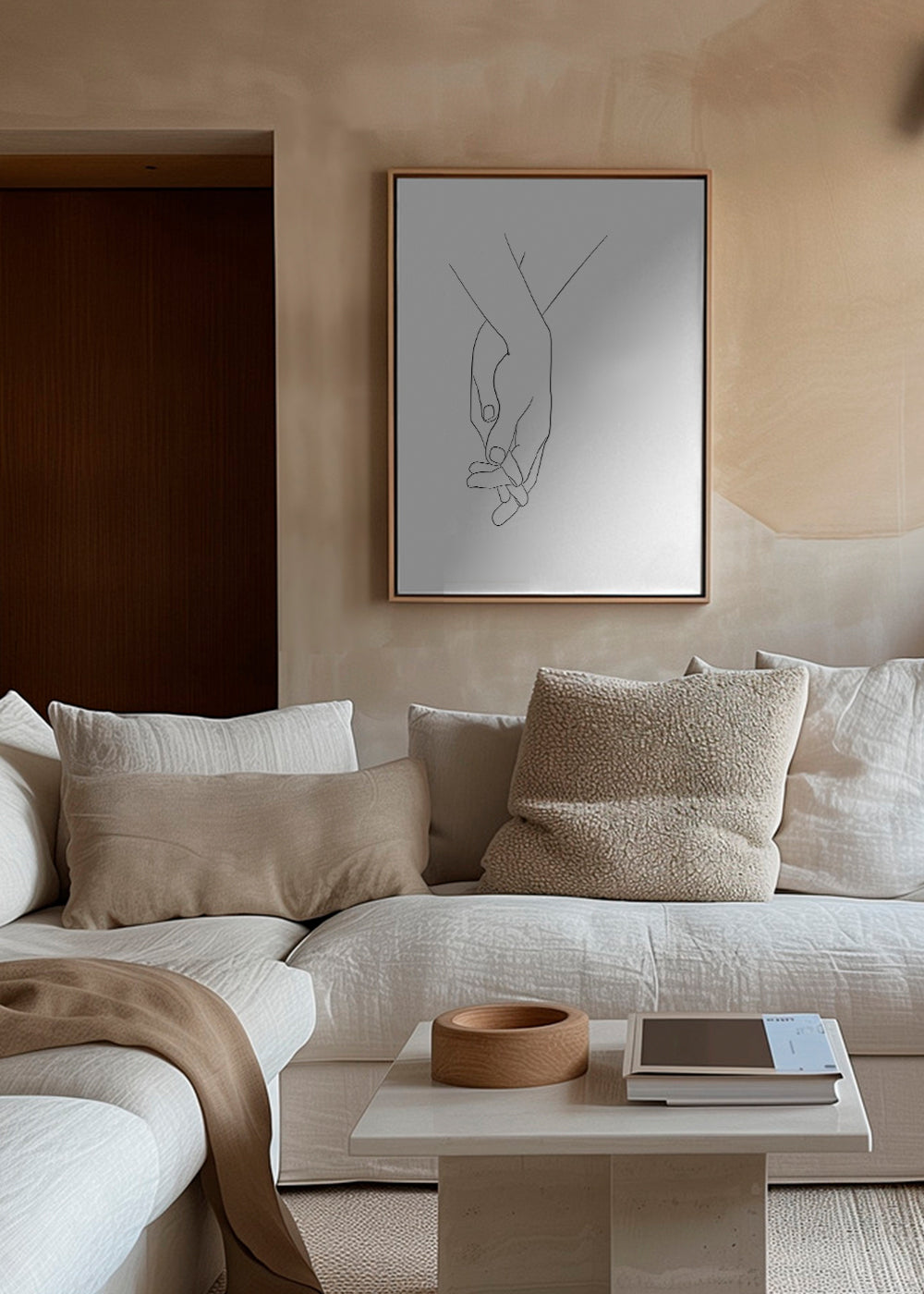 Ilustracja splecione dłonie minimal