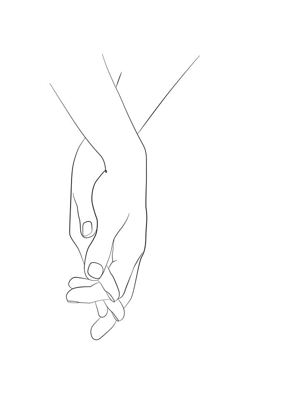 Ilustracja splecione dłonie minimal