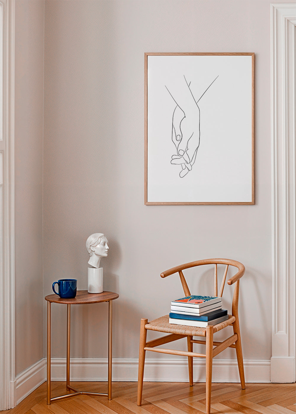 Ilustracja splecione dłonie minimal