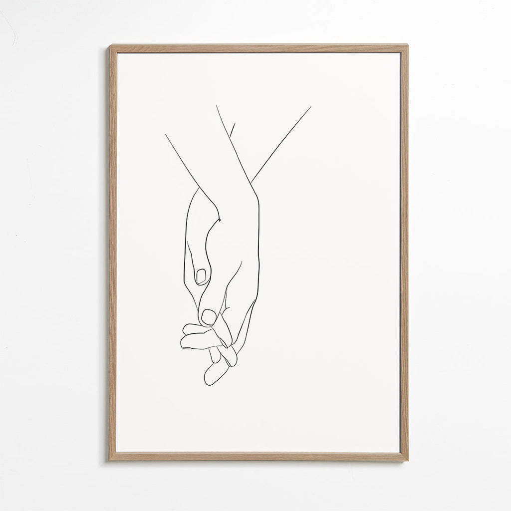 Ilustracja splecione dłonie minimal