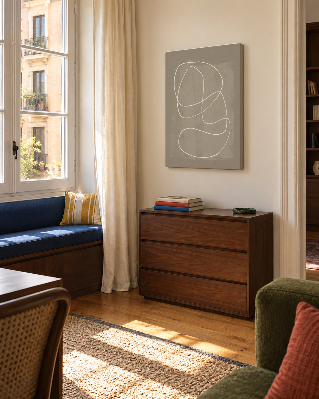 Pencil scribble Nº1 - Unframed canvas in an interior