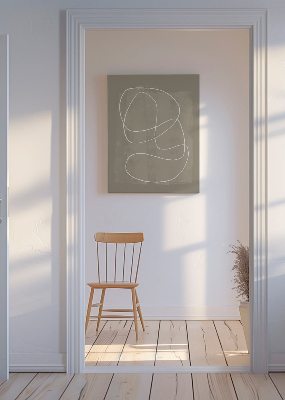 Minimalistyczny obraz z białą linią