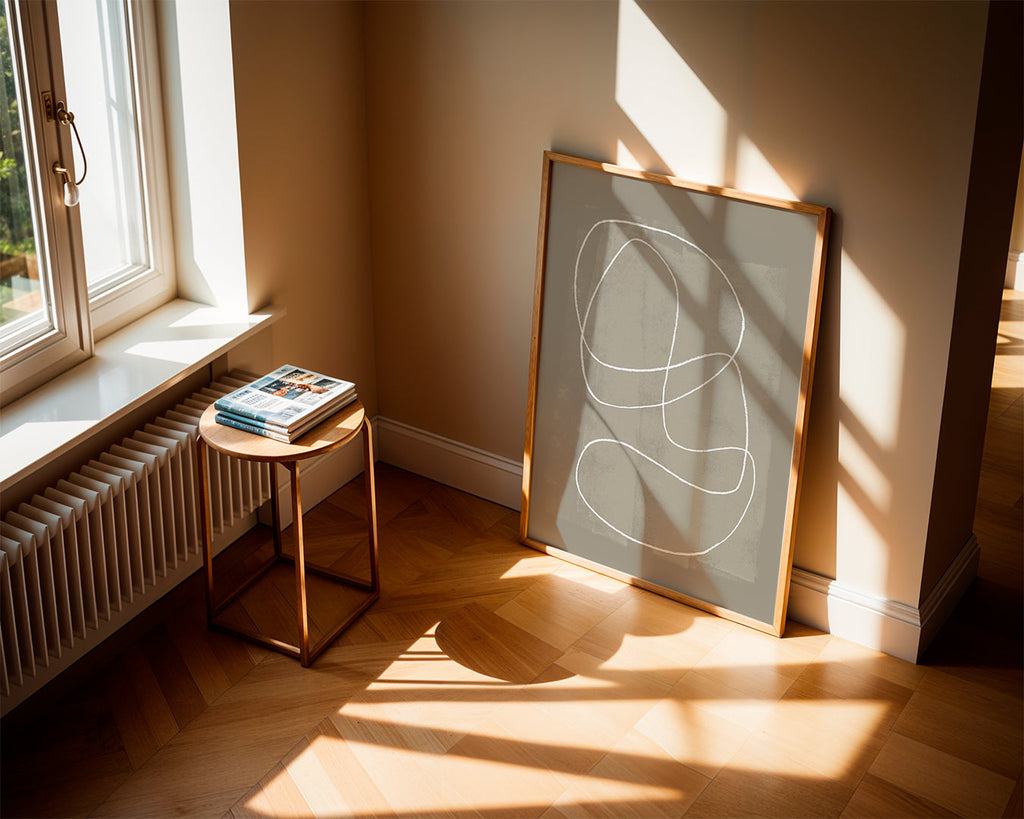 Minimalistyczny obraz z białą linią