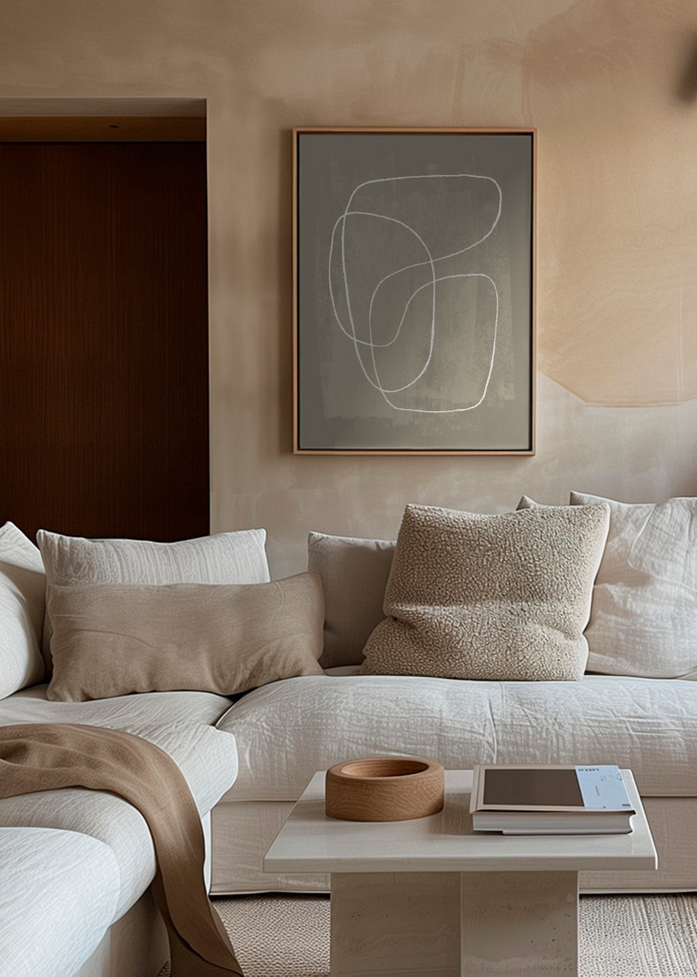 Minimalistyczny design organiczne linie beżowy