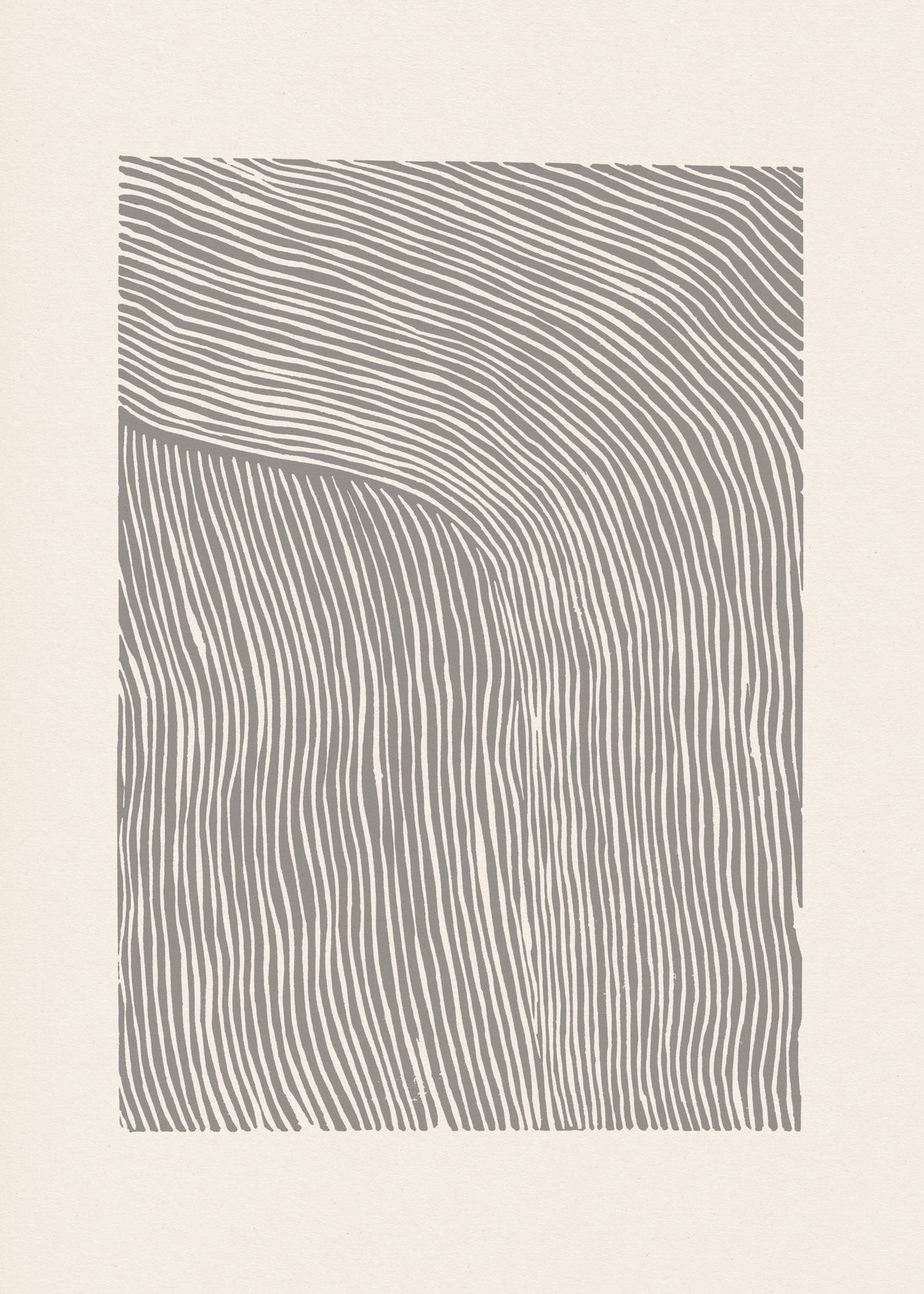 Stripes linocut Nº6 - Gray - Unframed art print