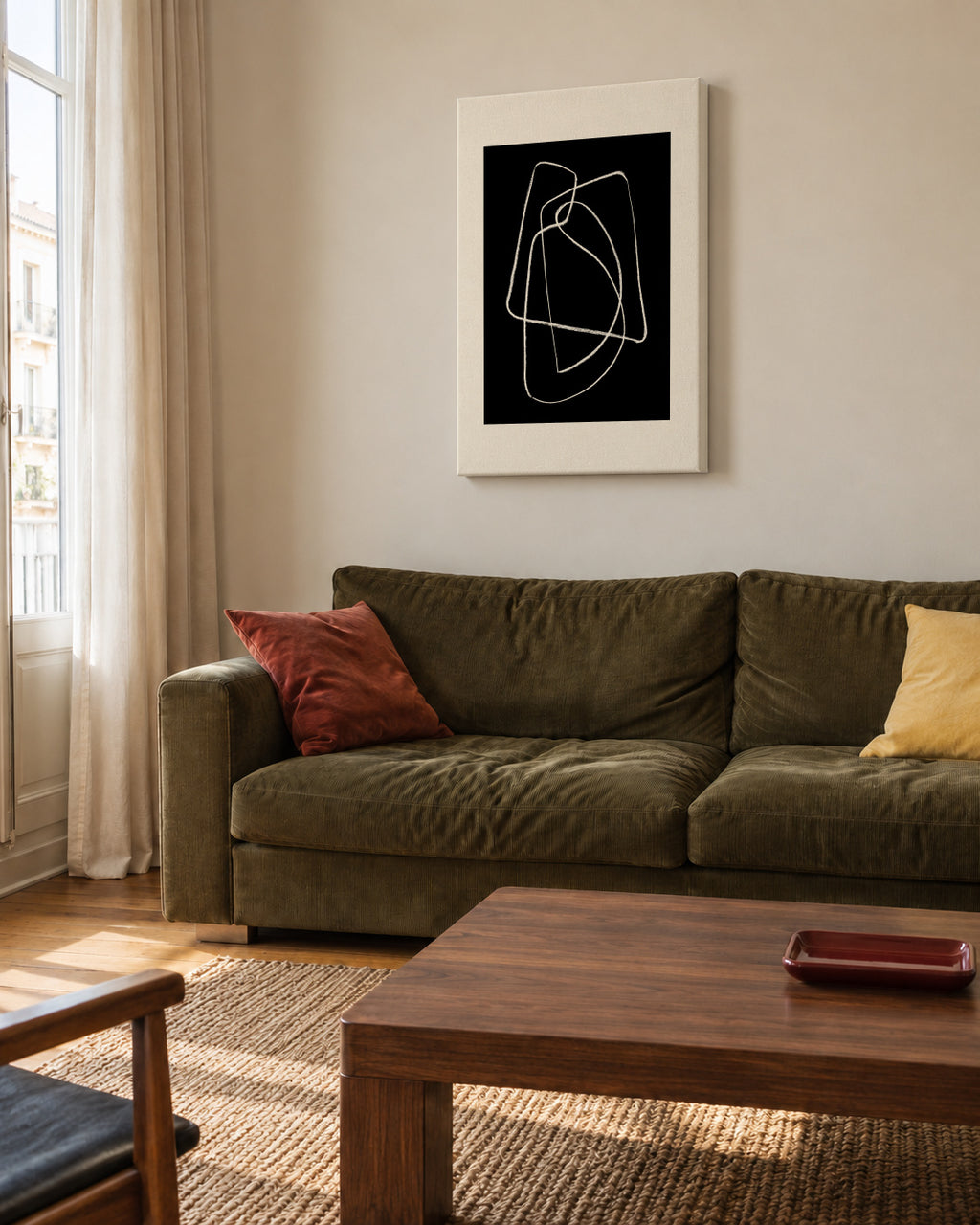 Pencil scribble Nº6 - Unframed canvas in an interior