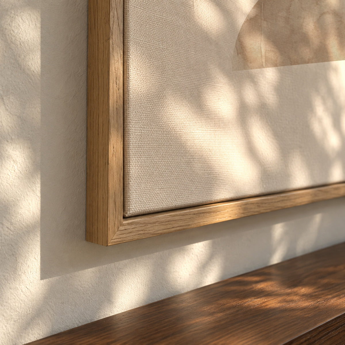 Watercolor shapes Nº2 - beige tones - Framed canvas detail