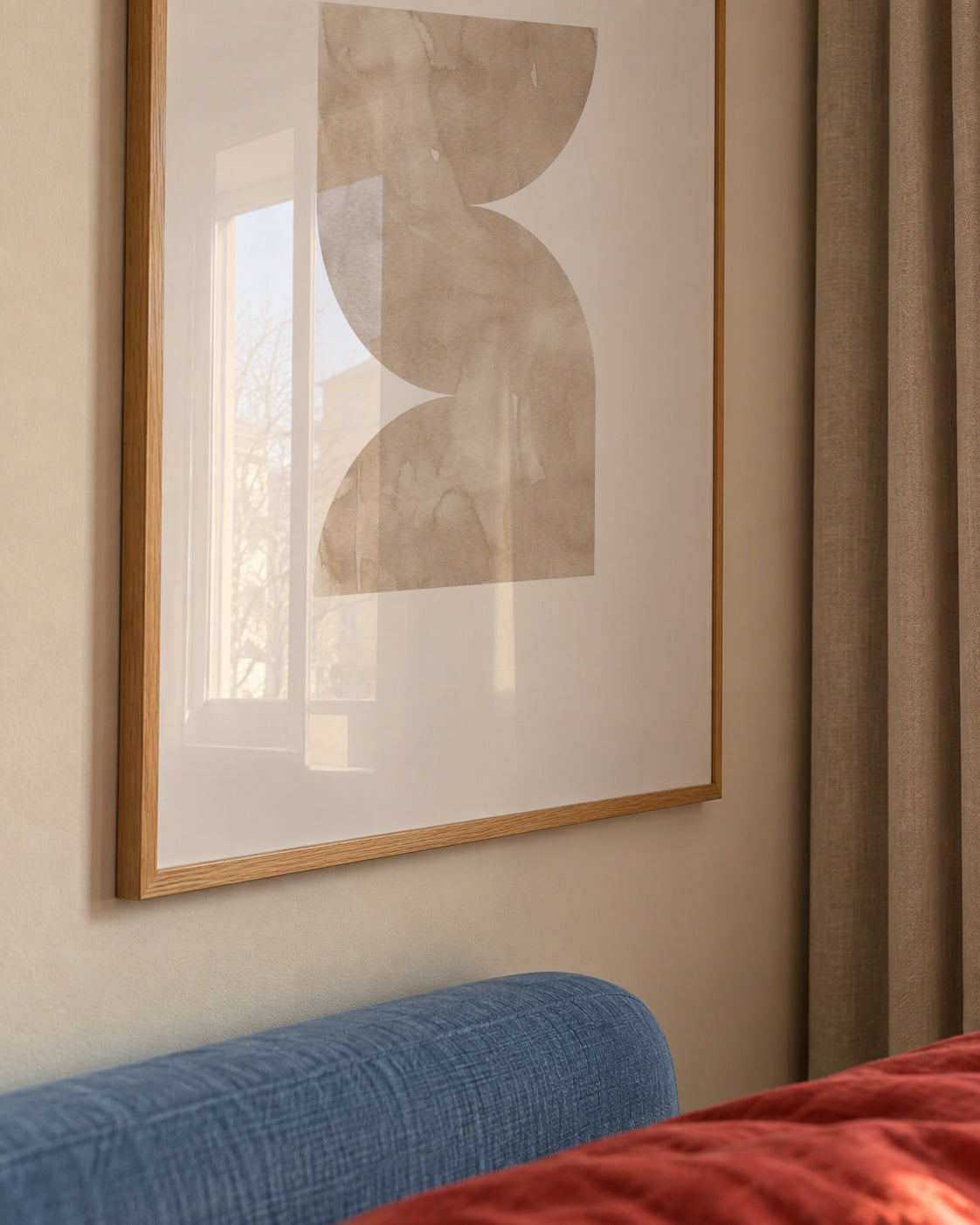 Watercolor shapes Nº2 - beige tones - Framed poster detail