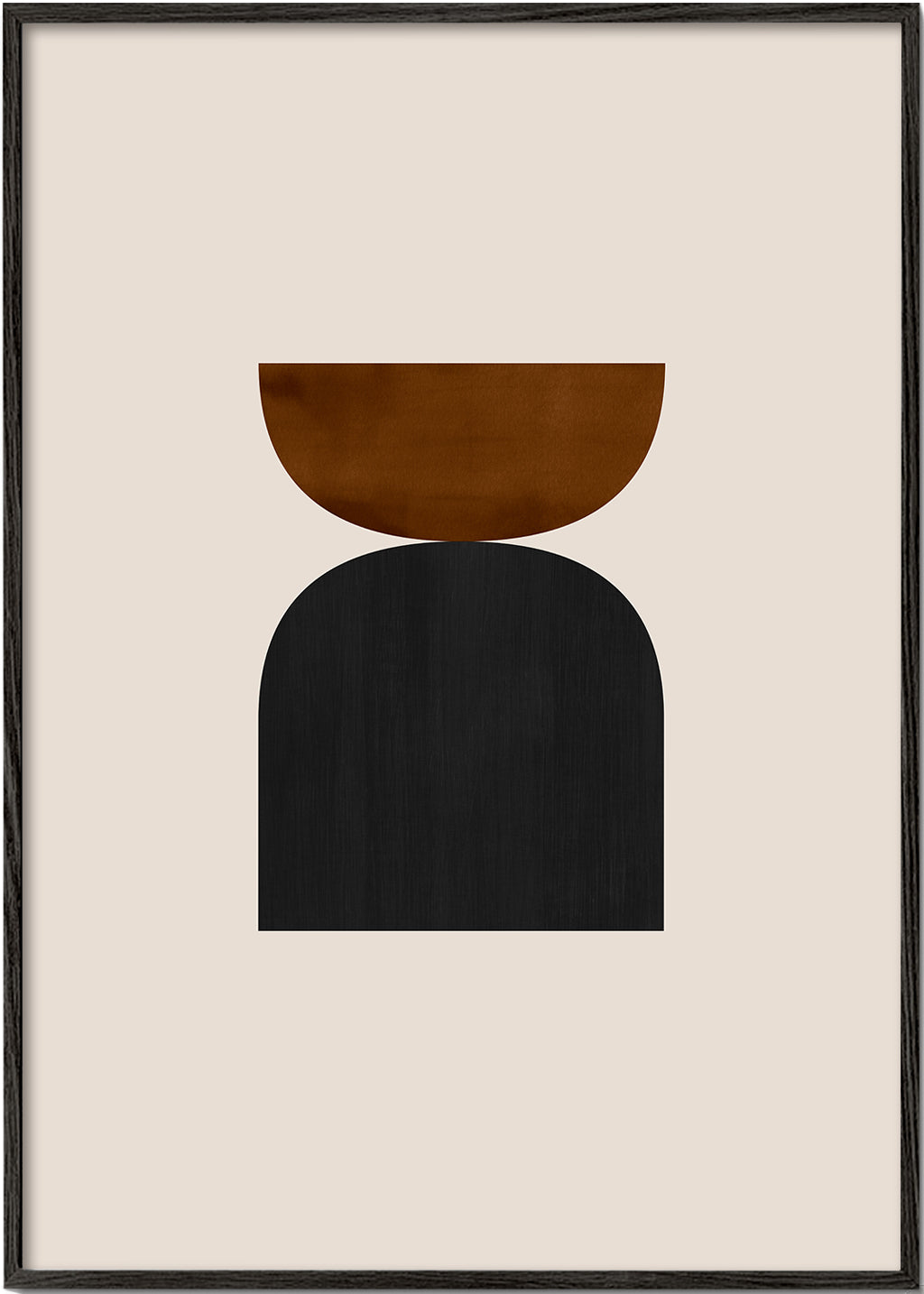 Plakat geometryczny z minimalistycznymi brązowymi i czarnymi formami