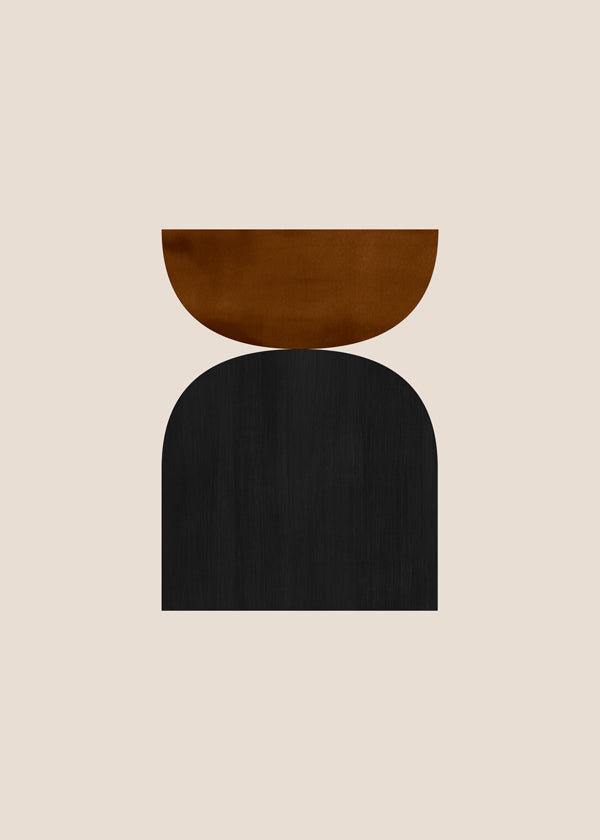 Plakat geometryczny z minimalistycznymi brązowymi i czarnymi formami