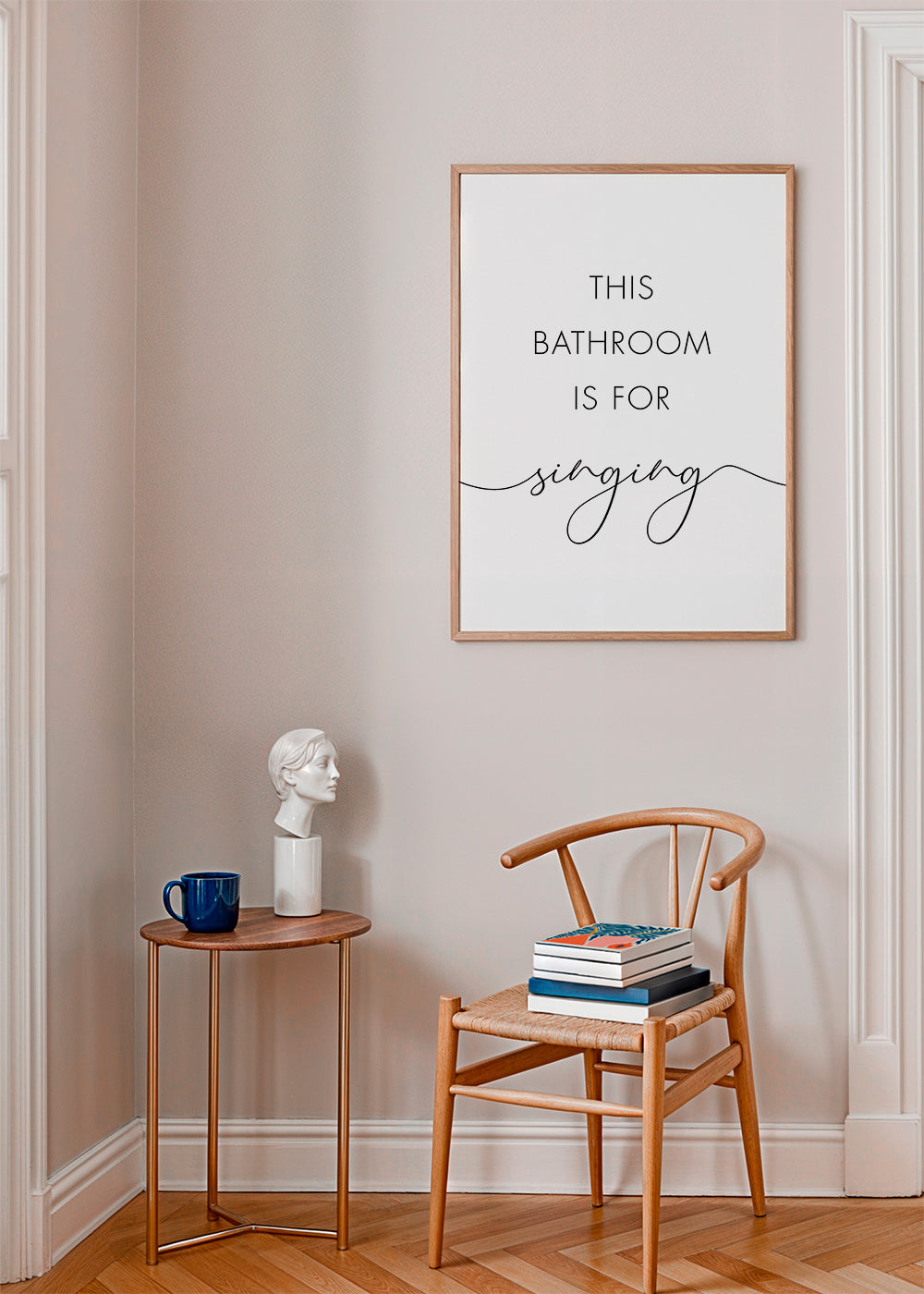 Minimalistyczny plakat z napisem do łazienki