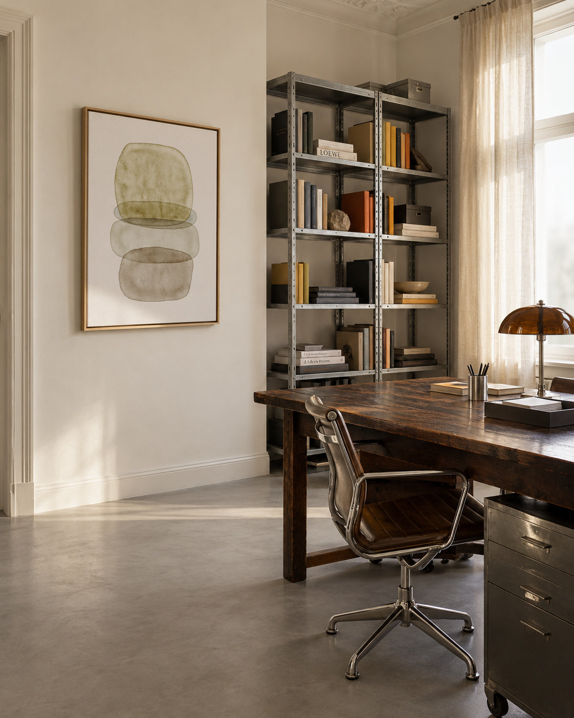 Watercolor abstraction 3 - Framed canvas in an interior