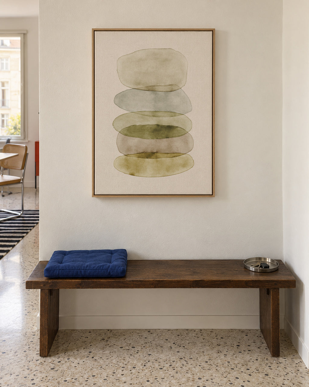 Watercolor abstraction 4 - Framed canvas in an interior
