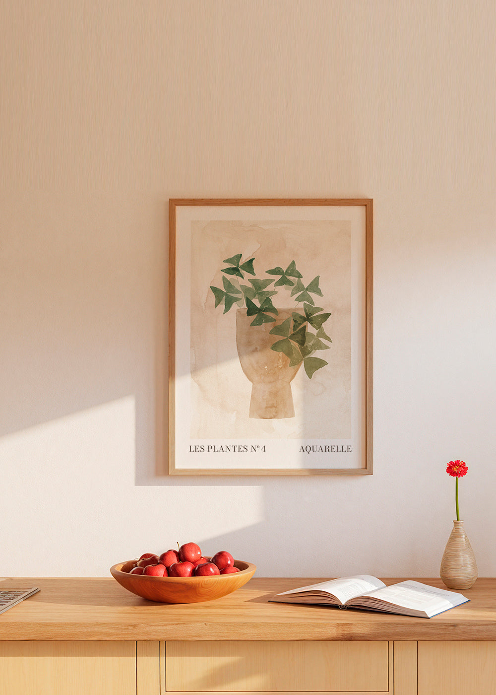 Plakat botaniczny zielone liście w wazonie