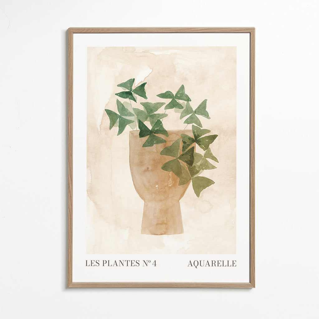 Plakat botaniczny zielone liście w wazonie