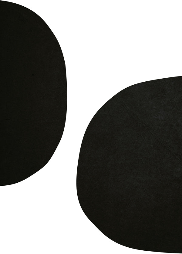 Minimalistyczny design z organicznymi czarnymi kształtami