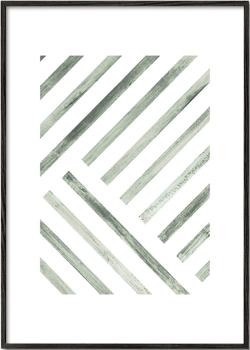 Plakat geometryczny ukośne zielone pasy