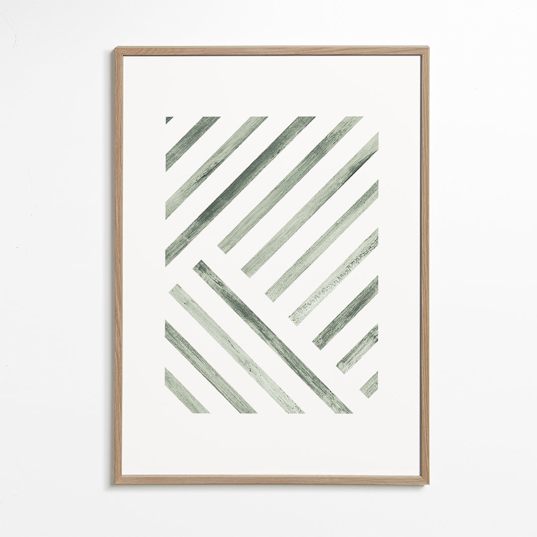 Plakat geometryczny ukośne zielone pasy