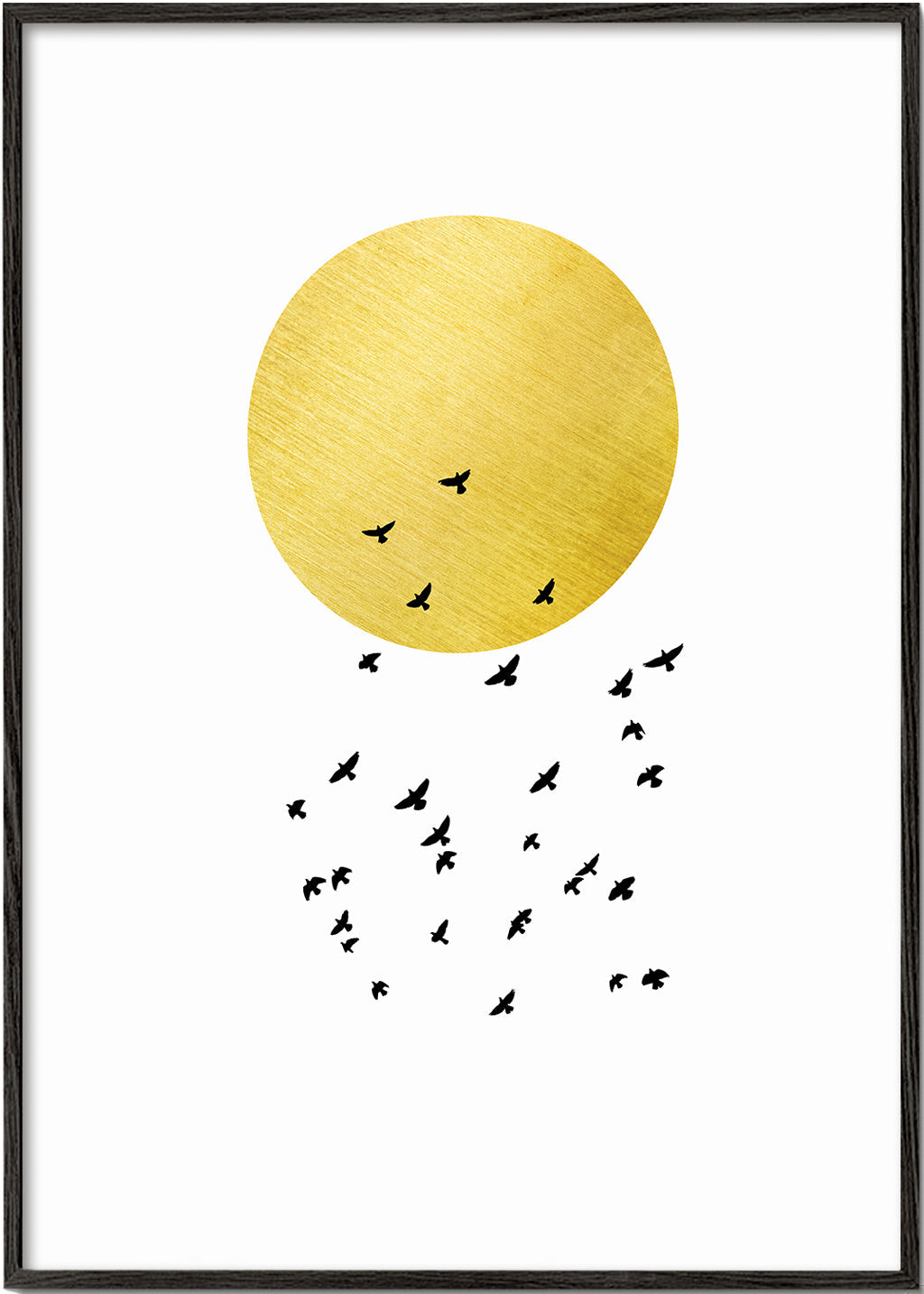 Minimalistyczny plakat złote słońce i stado