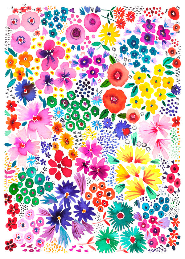 Plakat botaniczny kolorowe kwiaty