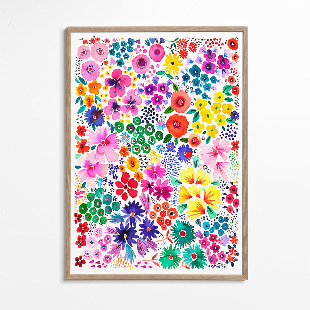 Plakat botaniczny kolorowe kwiaty