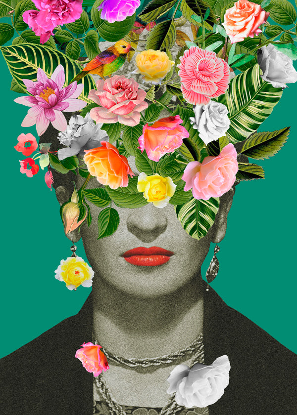 Ilustracja portret z kwiatową koroną