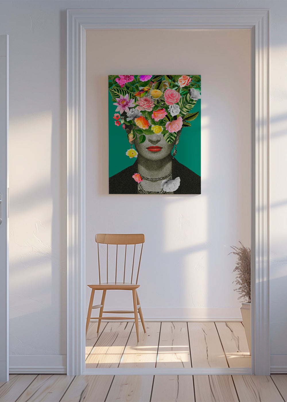 Ilustracja portret z kwiatową koroną