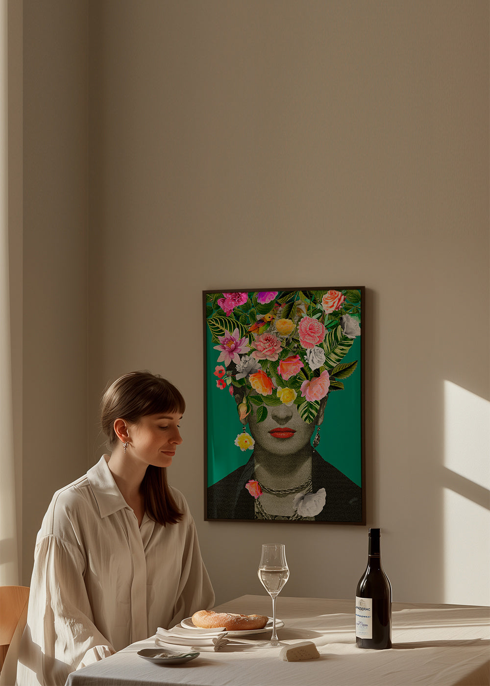 Ilustracja portret z kwiatową koroną