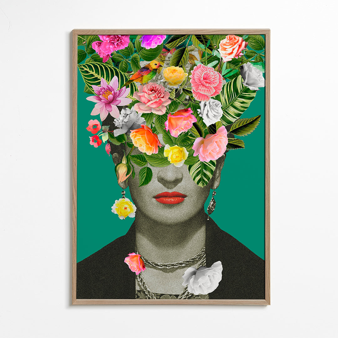 Ilustracja portret z kwiatową koroną