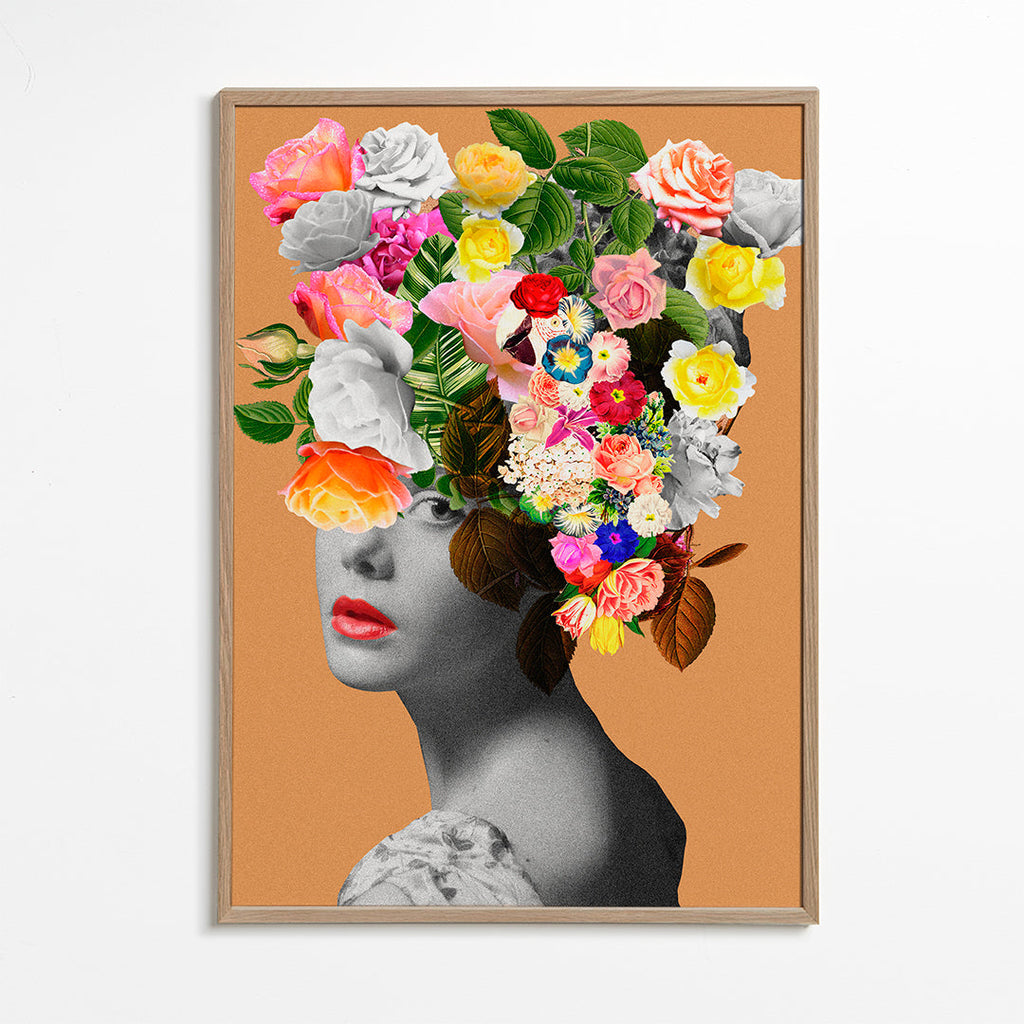 Plakat botaniczny z portretem kwiatowym