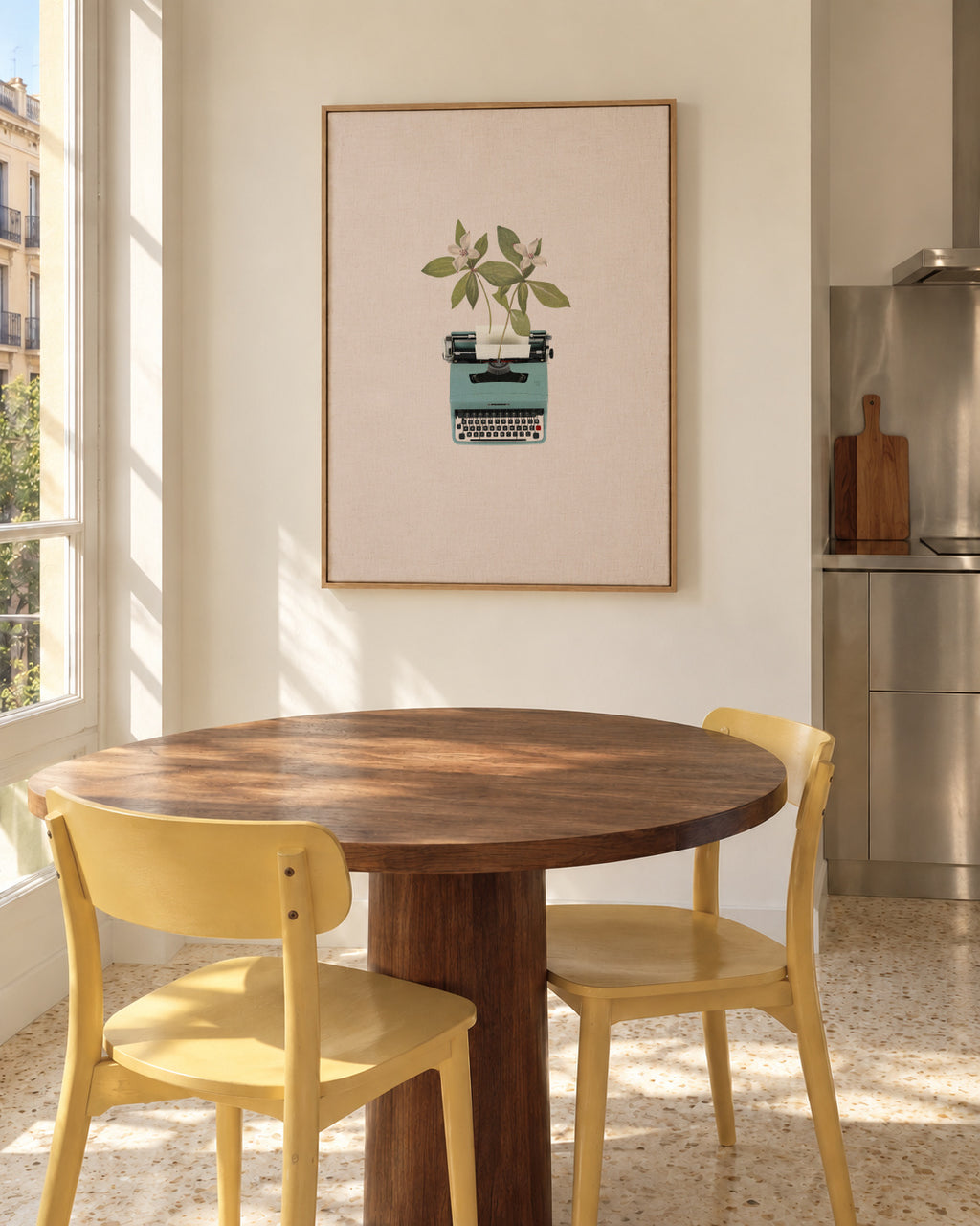 Botanical typewriter - Framed canvas in an interior