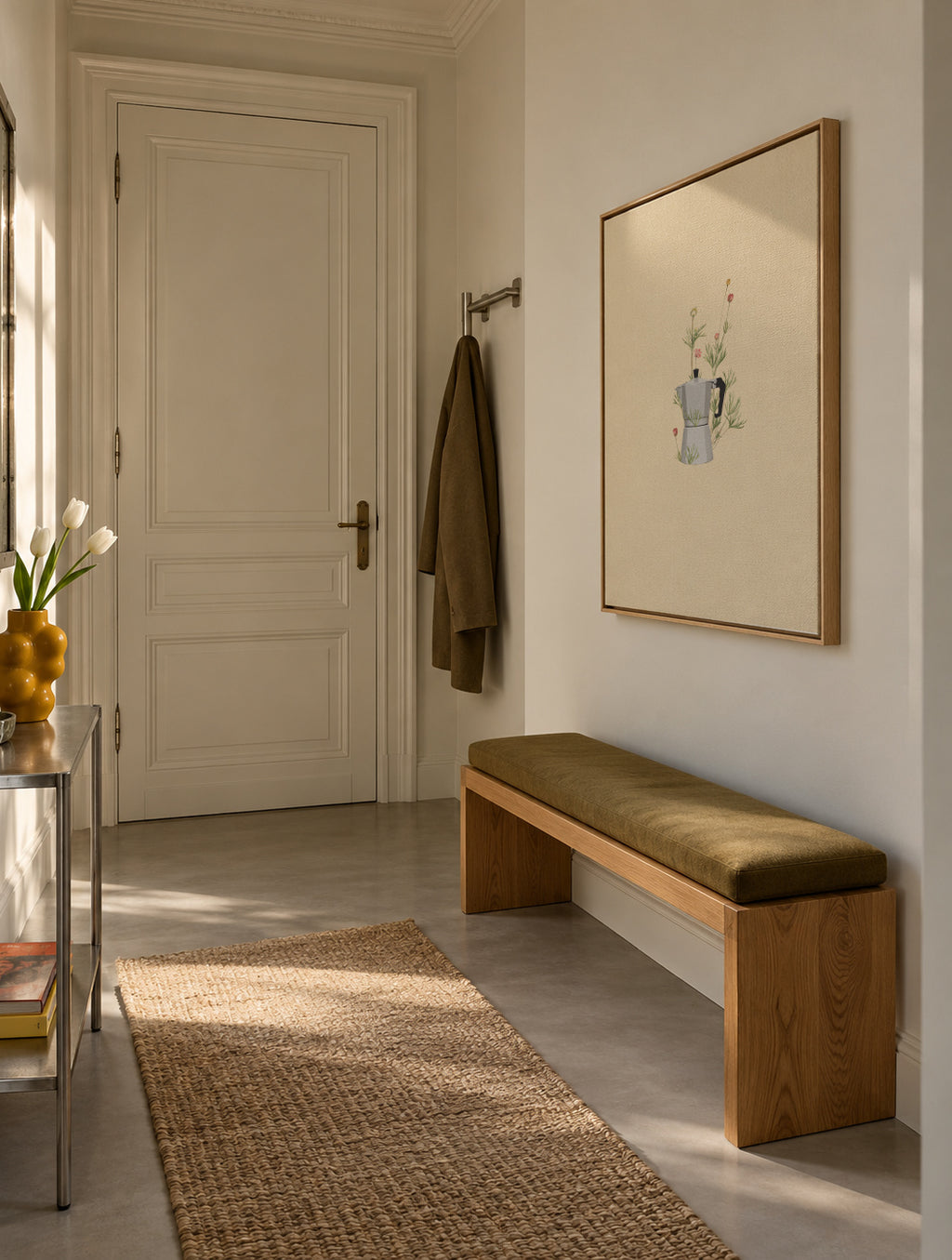 Floral moka express - Framed canvas in an interior